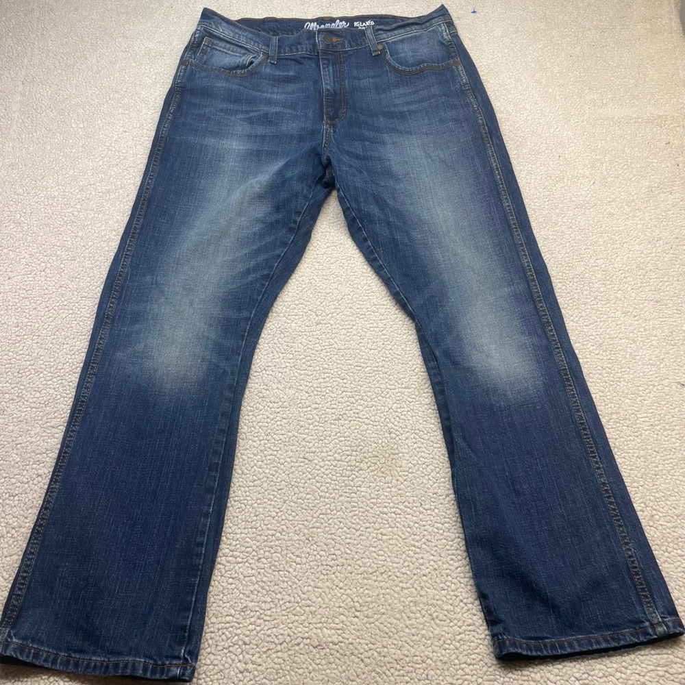 Wrangler Jeans Mens 36x32 Blue Retro Relaxed Boot WRT20JH Medium Wash Denim
